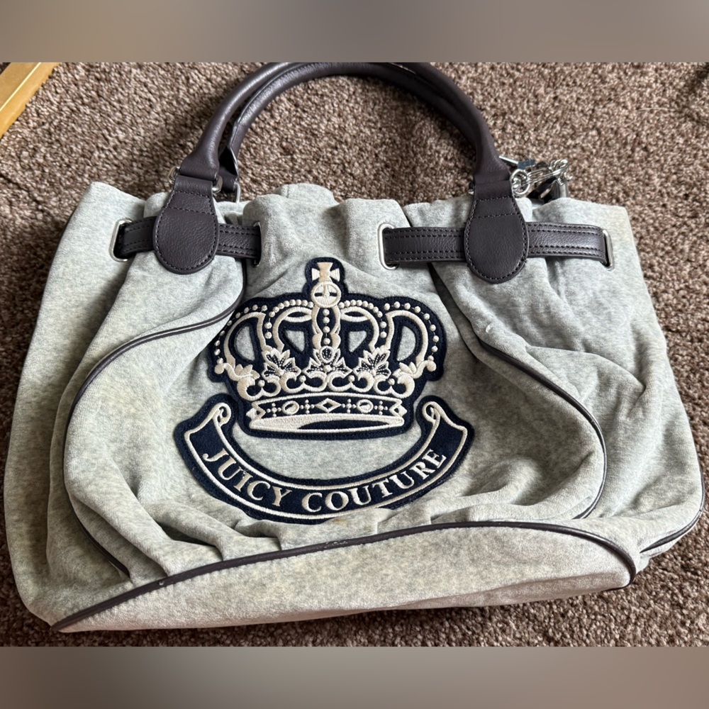 Juicy Couture Gray and Dark Brown Duffel Bag